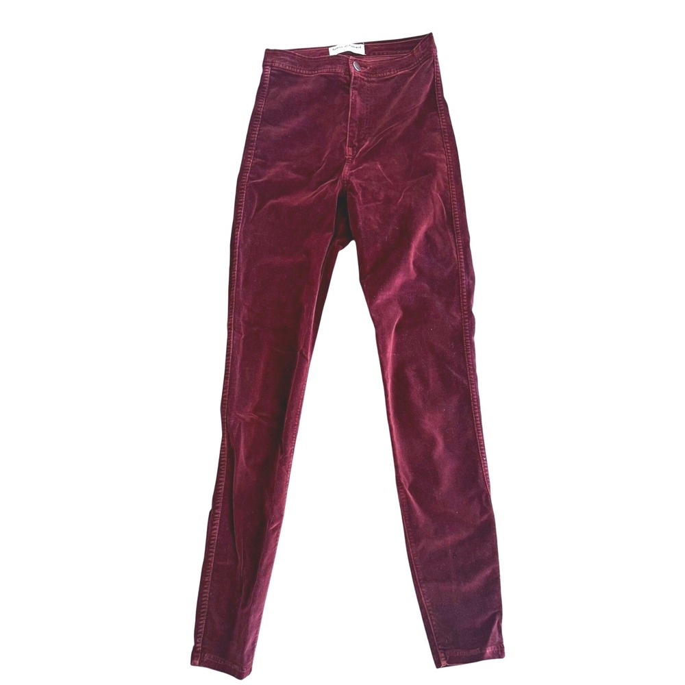 American Apparel JeanVelvet High Waisted Pants Burgundy Indie Sleaze Sz S
